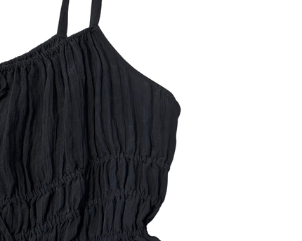 M&S Black Smocked Crinkle Petite Dress