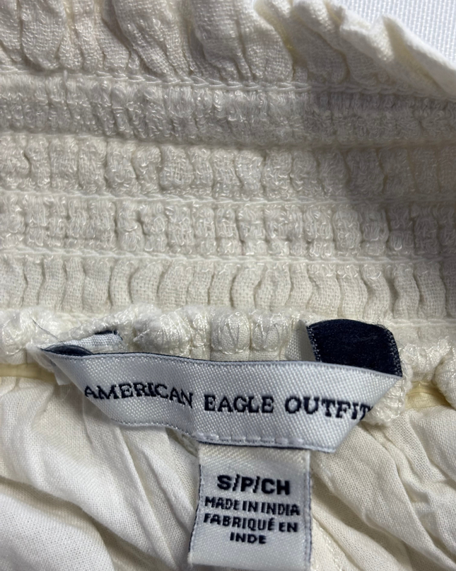 American Eagle Off-white Boho Lace Smocked Dress