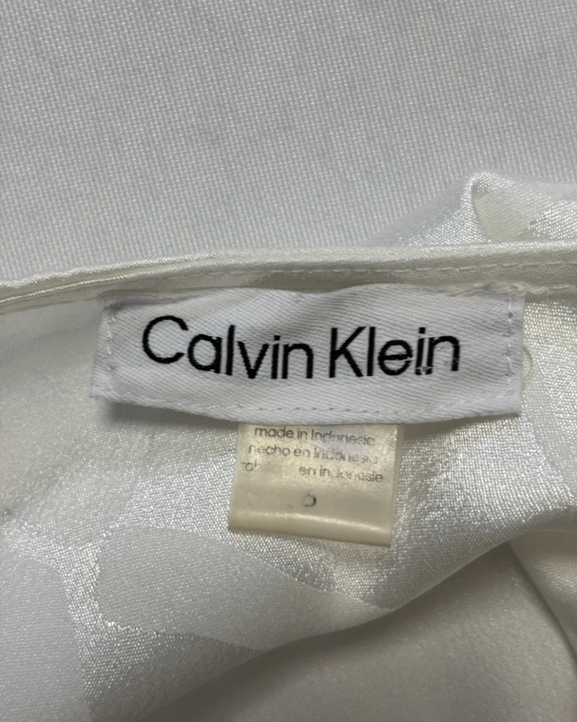 Calvin Klein White Floral Jacquard Wrap Midi Dress