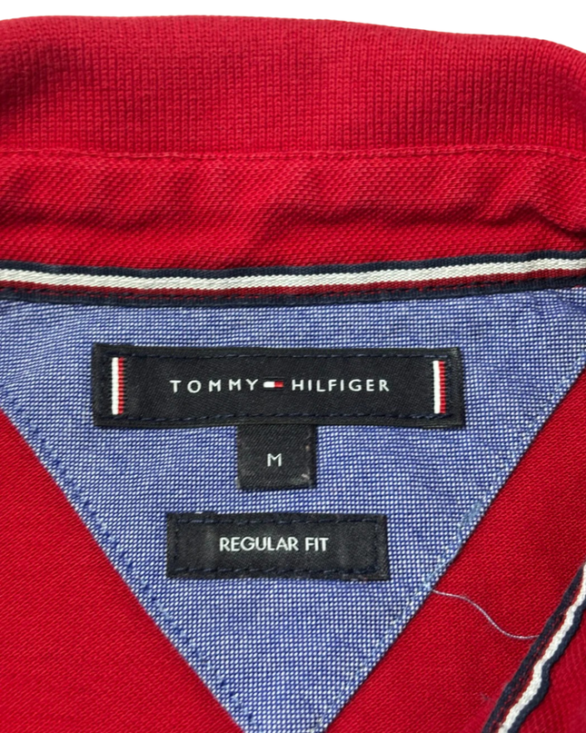 Tommy Hilfiger Red Long-Sleeve Cotton Polo Shirt