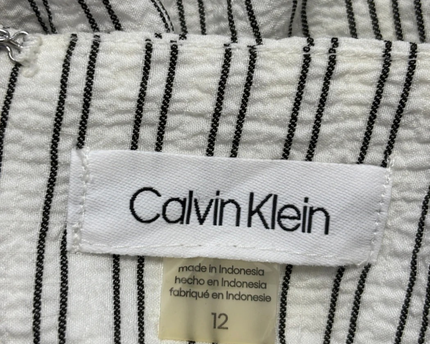 Calvin Klein White/Black Striped Sleeveless Wide-Leg Jumpsuit