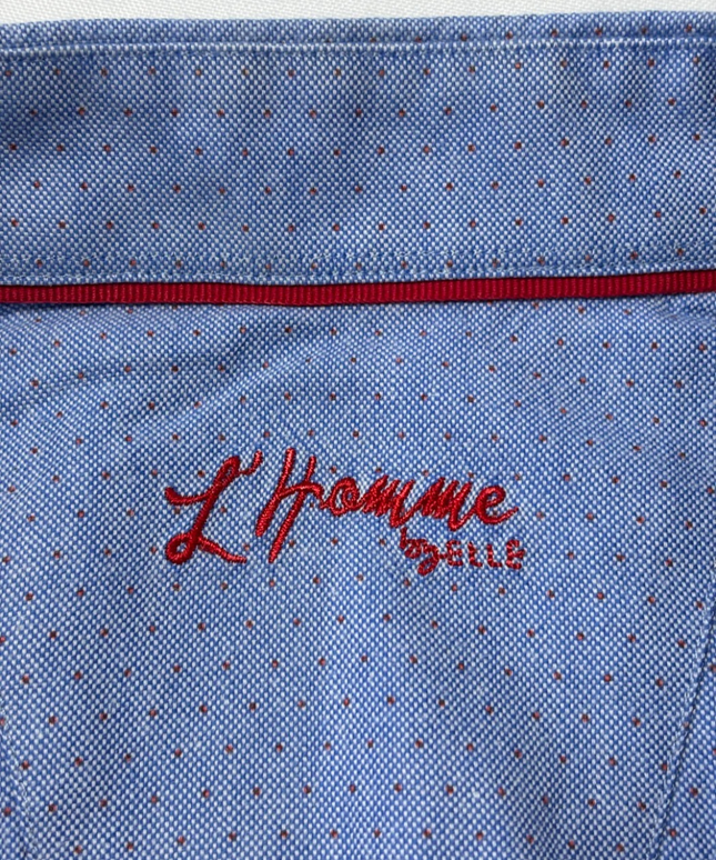 L'Homme by ELLE Blue Micro-Dot Long Sleeve Button-Down Shirt