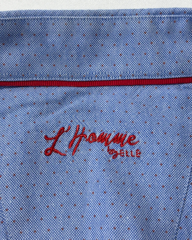 L'Homme by ELLE Blue Micro-Dot Long Sleeve Button-Down Shirt