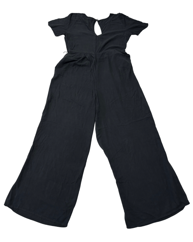 American Eagle Black Short Sleeve Wide Leg Jumpsuit Romper