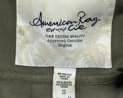 American Rag Cie Olive Green Lightweight Zip-Up Utility Jacket