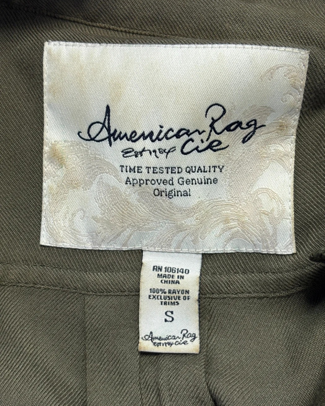 American Rag Cie Olive Green Lightweight Zip-Up Utility Jacket