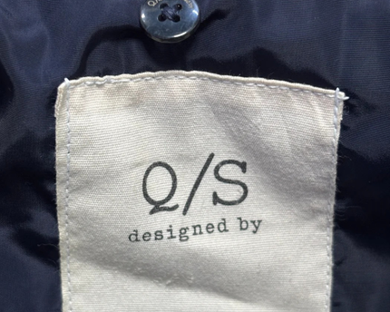 Q/S designed by Navy Blue Quilted Puffer Jacket with Faux Fur Trim