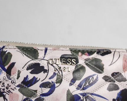Guess White Floral Quilted Zip-Around Wallet