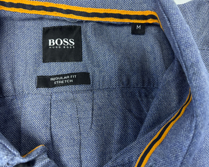 Boss Men's Blue Regular Fit Stretch Long Sleeve Shirt