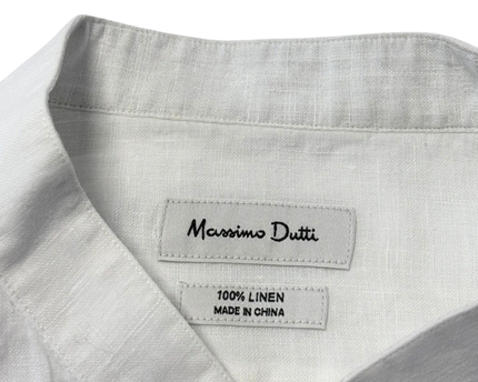 Massimo Dutti White Band Collar Shirt