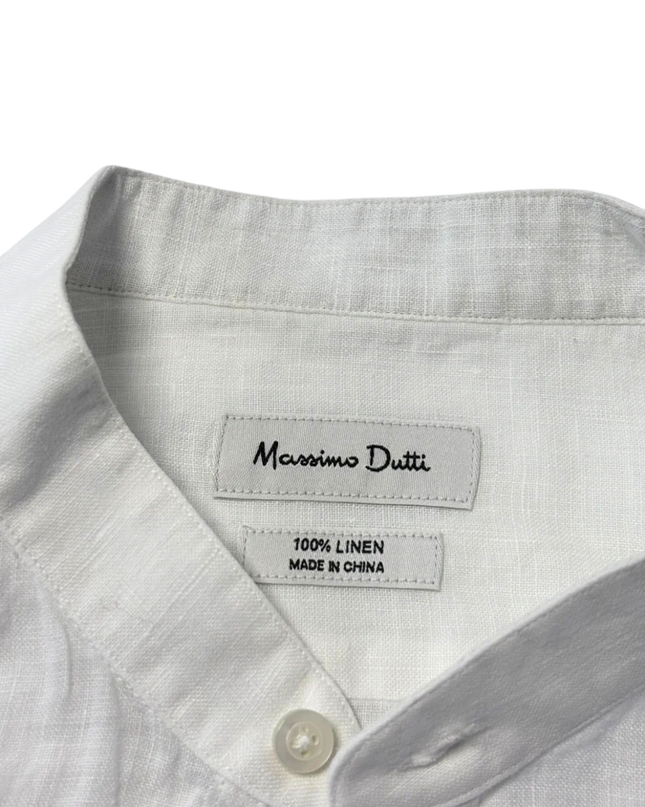 Massimo Dutti White Band Collar Shirt