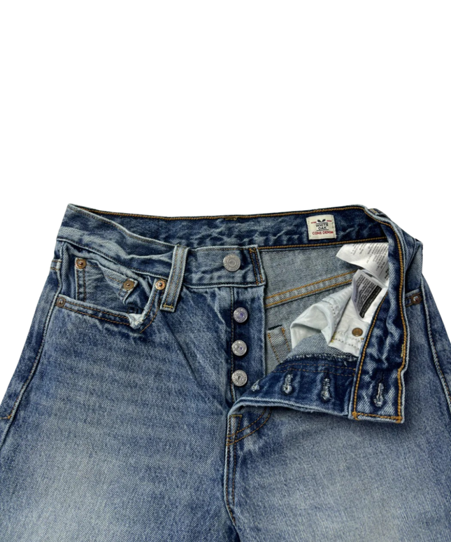 Levi's Blue Distressed High-Rise Straight Leg Jeans