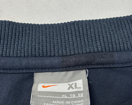 Vintage Nike Navy Blue Striped Mesh-Panel Sports T-Shirt