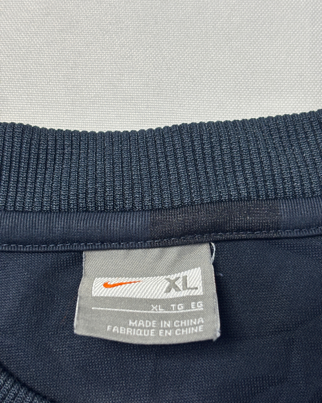 Vintage Nike Navy Blue Striped Mesh-Panel Sports T-Shirt