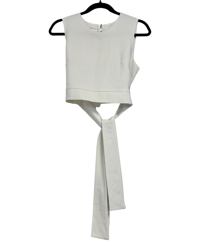 Danoff White Sleeveless Tie-Waist Crop Top