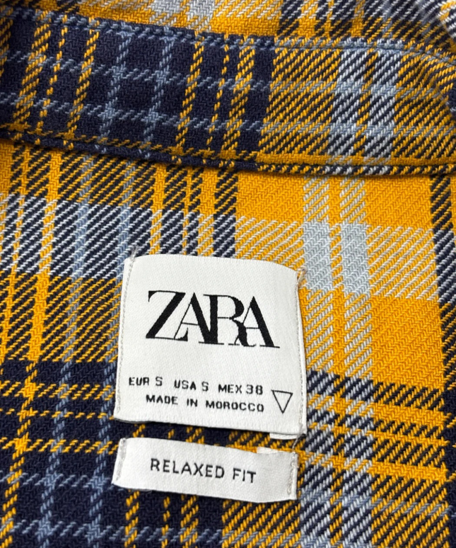Zara Yellow Plaid Relaxed Fit Sleeveless Flannel Shirt