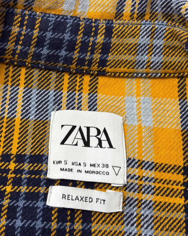 Zara Yellow Plaid Relaxed Fit Sleeveless Flannel Shirt