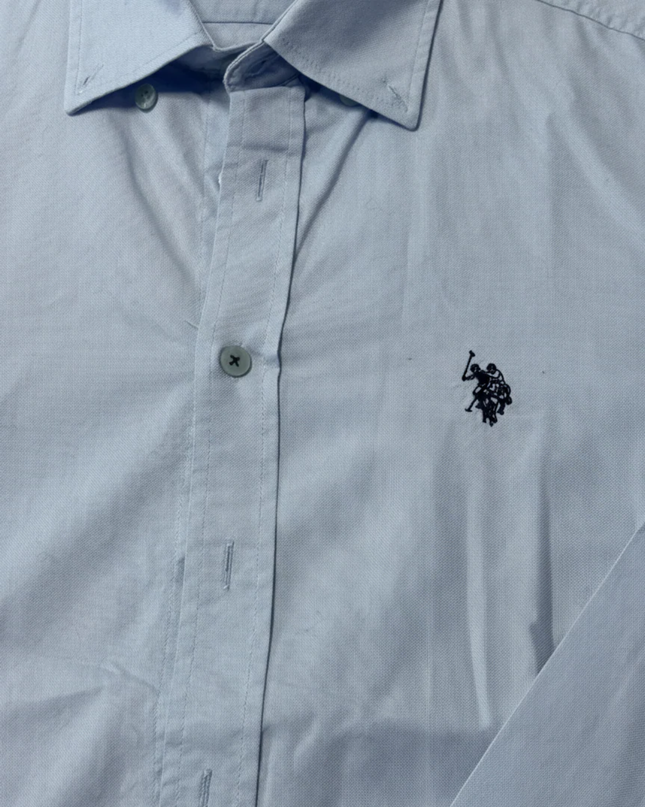 U.S. POLO ASSN. Light Blue Regular Fit Cotton Shirt