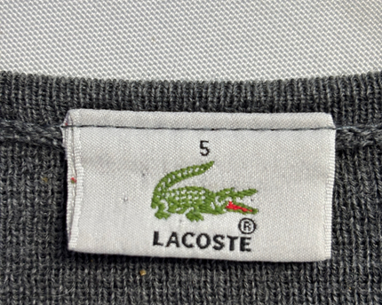 Lacoste Classic Grey V-Neck Knit Sweater