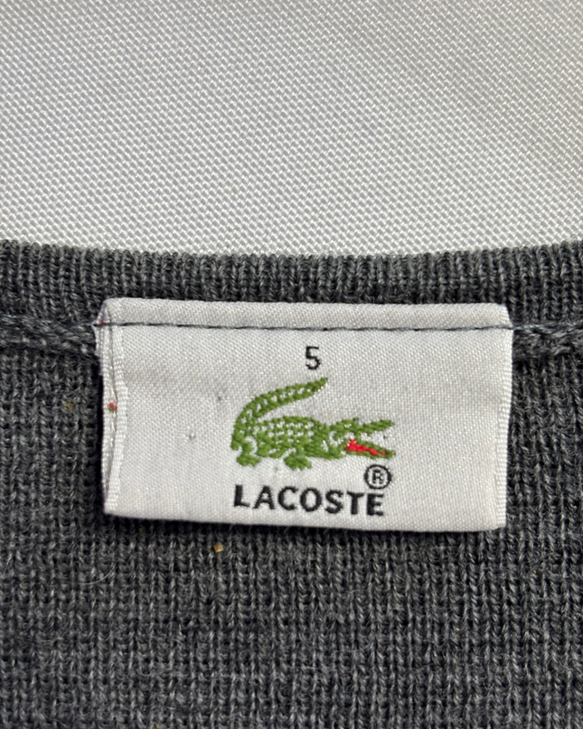Lacoste Classic Grey V-Neck Knit Sweater