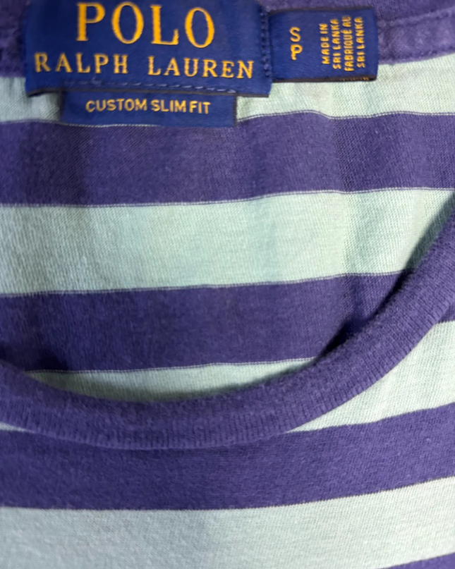 Polo Ralph Lauren Blue and Green Striped Pocket T-Shirt