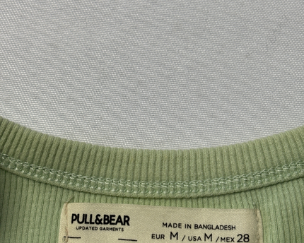Pull & Bear Green Ribbed Short Sleeve Crop Top