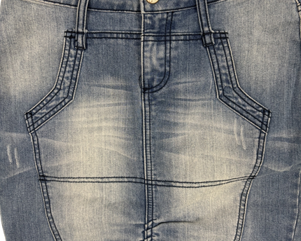 It's Mine Faded Blue Denim Bodycon Mini Skirt - M | Waist: 28"
