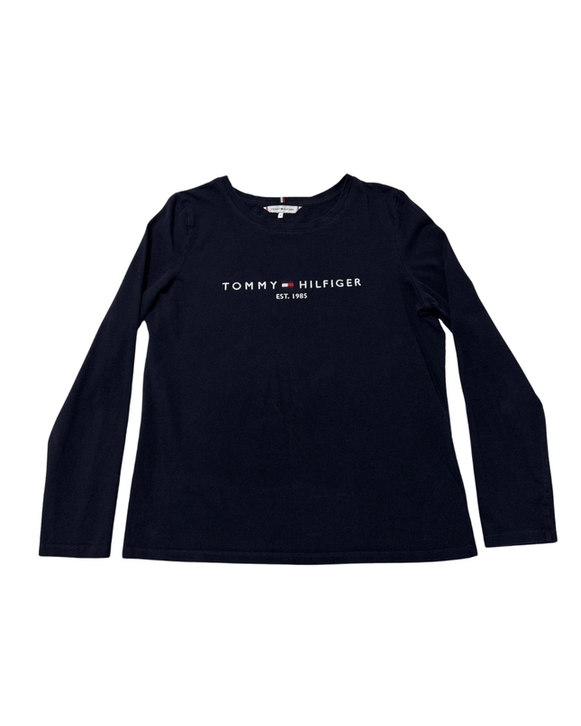 Tommy Hilfiger Navy Logo Long Sleeve T-Shirt