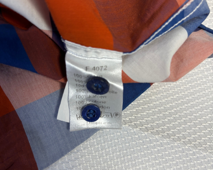 Lacoste Orange, Blue and White Checkered Slim Fit Long Sleeve Shirt