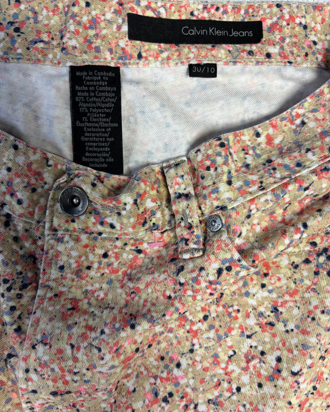 Calvin Klein Jeans Multi-color Abstract Splatter Print Denim Shorts