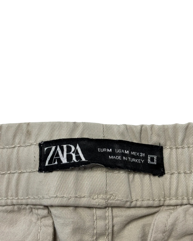 Zara Beige Drawstring Cargo Shorts