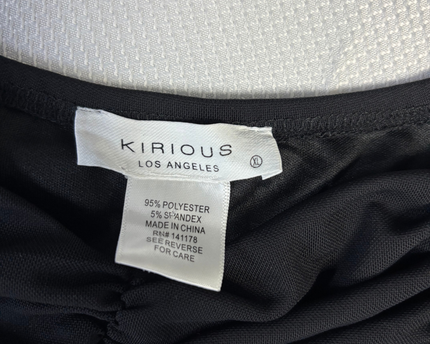 KIRIOUS Black Ruched Balloon Sleeve Crop Top