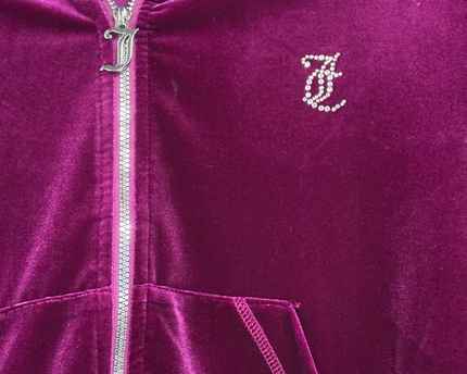 Juicy Couture Purple Velvet Cropped Zip-Up Hoodie