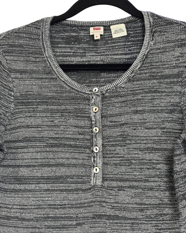 Levi's Grey Space-Dye Henley Knit Top