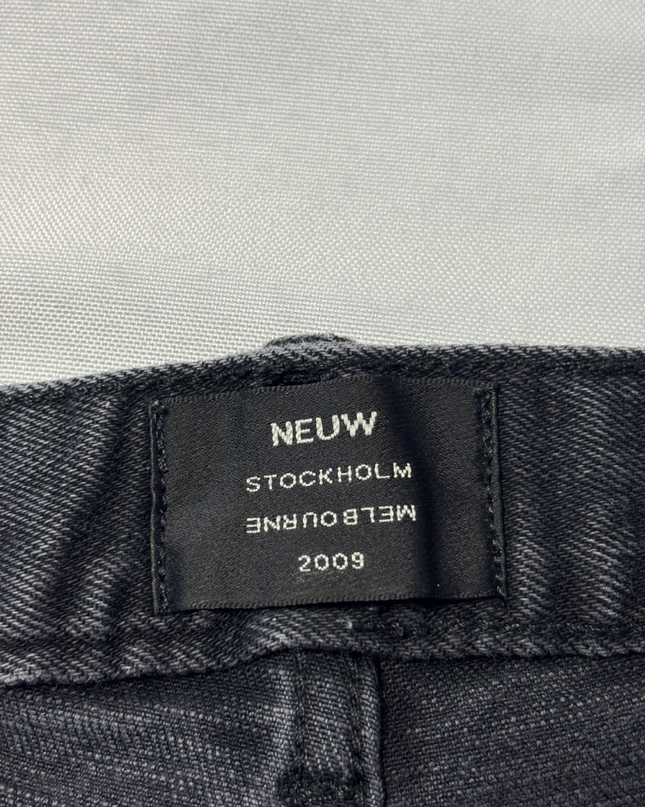 Neuw Washed Black Distressed Denim Shorts