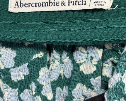 Abercrombie & Fitch Green Floral Smocked Midi Dress