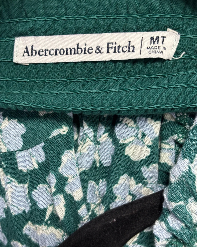 Abercrombie & Fitch Green Floral Smocked Midi Dress