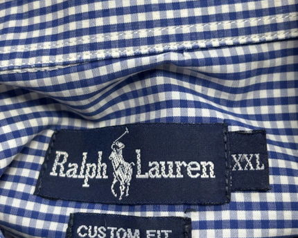 Ralph Lauren Blue Gingham Custom Fit Long Sleeve Shirt