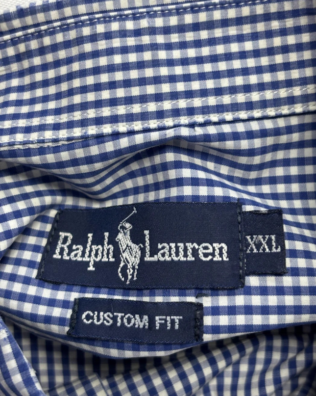 Ralph Lauren Blue Gingham Custom Fit Long Sleeve Shirt