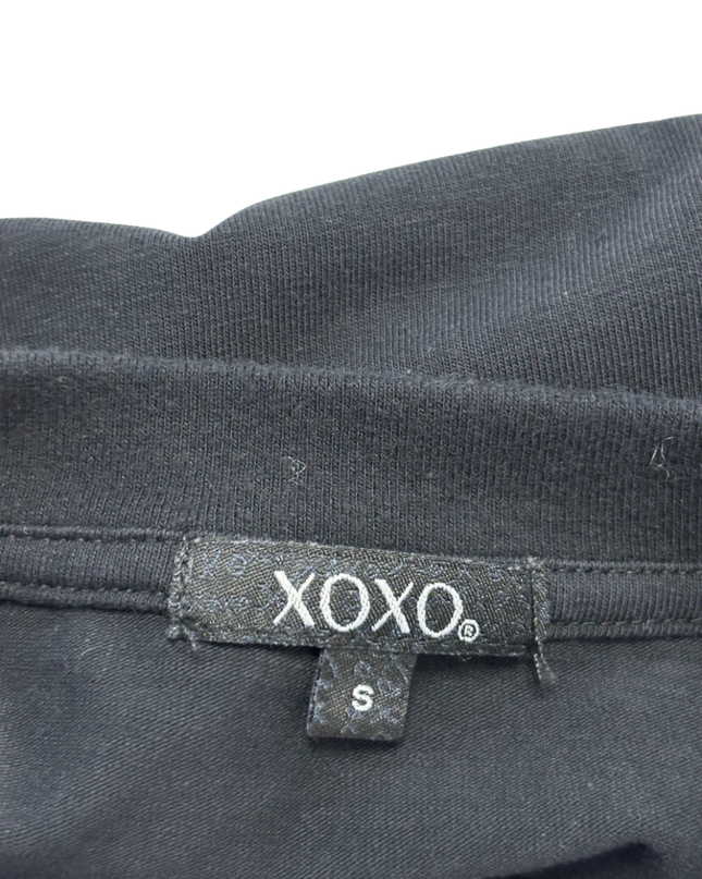 XOXO Black Long Sleeve Drawstring Hem Crop Top