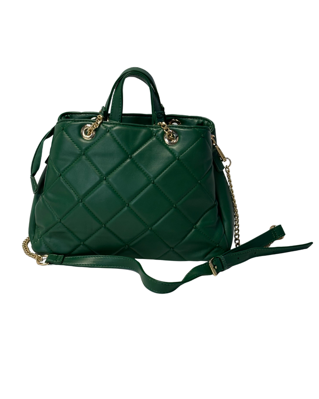 Beverly Hills Polo Club Green Quilted Handbag with Gold-Tone Chain