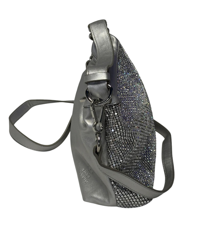 Vince Camuto Silver Rhinestone Embellished Evening Bag