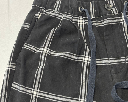 American Eagle Black Plaid Tapered Drawstring Pants
