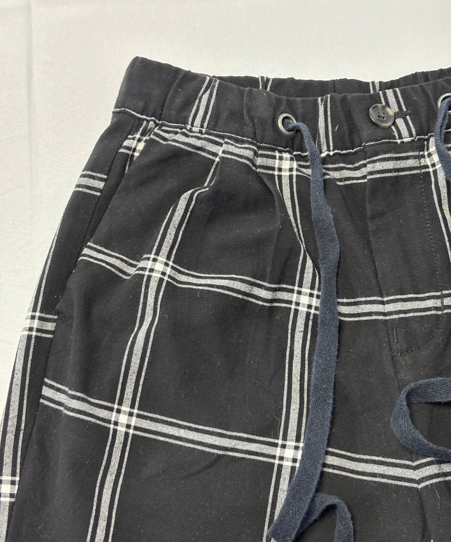 American Eagle Black Plaid Tapered Drawstring Pants