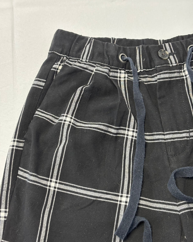 American Eagle Black Plaid Tapered Drawstring Pants