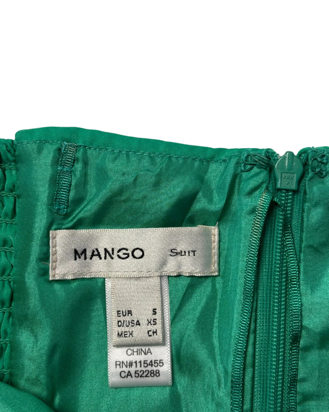 Mango Suit Emerald Green Pleated Strappy Mini Dress