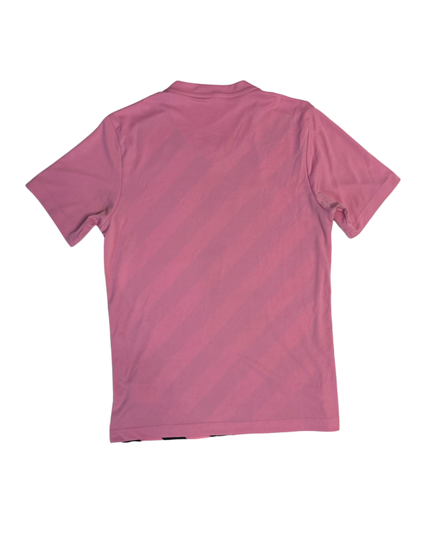 Adidas Pink Striped V-Neck Sports T-Shirt