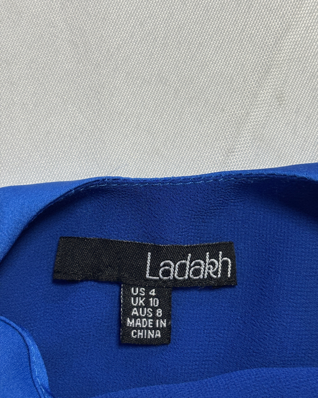 Ladakh Royal Blue Cascading Ruffle Sleeveless Tank Top