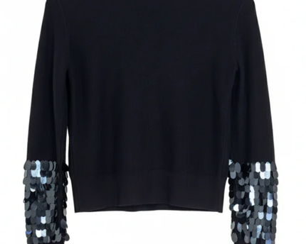 Zara Black Sequin Sleeve Knit Sweater