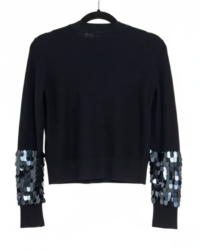 Zara Black Sequin Sleeve Knit Sweater